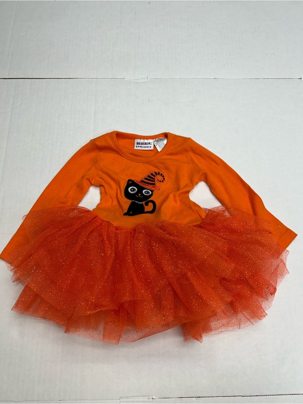 Blueberi Boulevard Orange & Black Halloween Cat Tutu Dress for Kids